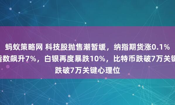 蚂蚁策略网 科技股抛售潮暂缓，纳指期货涨0.1%，VIX指数飙升7%，白银再度暴跌10%，比特币跌破7万关键心理位